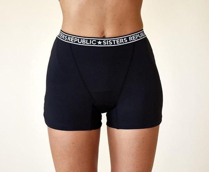 Komfortabler Periodenslip „boxer Ginger“ Super Damen Schwarz Bedruckt ONE SIZE von Sisters Republic