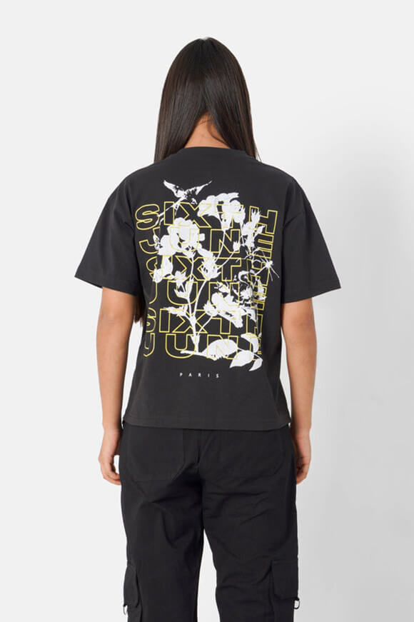 Sixth June Flower SJ Square T-Shirt | Black | Damen  | L von Sixth June