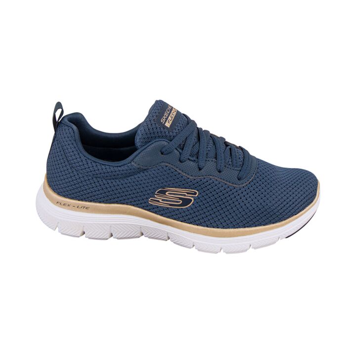 Skechers Flex Appeal 4.0 Schnürschuh für Damen marine-gold, 36 von Skechers