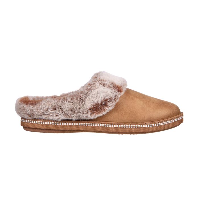 Skechers Hausschuh für Damen aus weichem Mikrofaser Textilmaterial cognac von Skechers