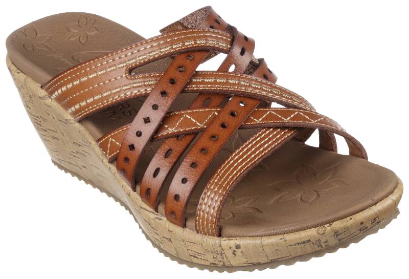 Skechers Pantolette »BEVERLEE-HOT SPRING«, Keilabsatz, Sommerschuh, Schlappen mit schönen Kontrastnähten von Skechers