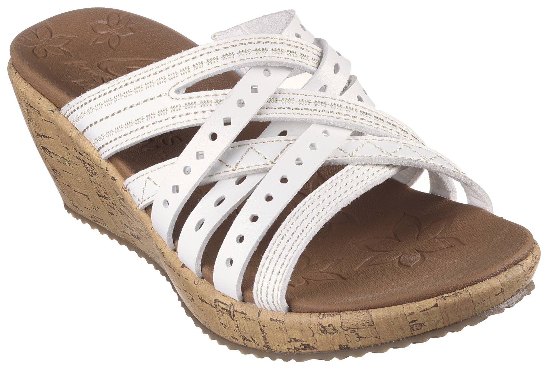 Skechers Pantolette »BEVERLEE-HOT SPRING«, Keilabsatz, Sommerschuh, Schlappen mit schönen Kontrastnähten von Skechers