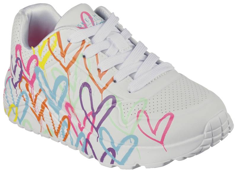 Skechers Sneaker »JGoldfarbencrown: Uno Lite - Spread the Love«, Chunky Sneaker, Pleatausneaker, Retro Sneaker mit allover Print von Skechers