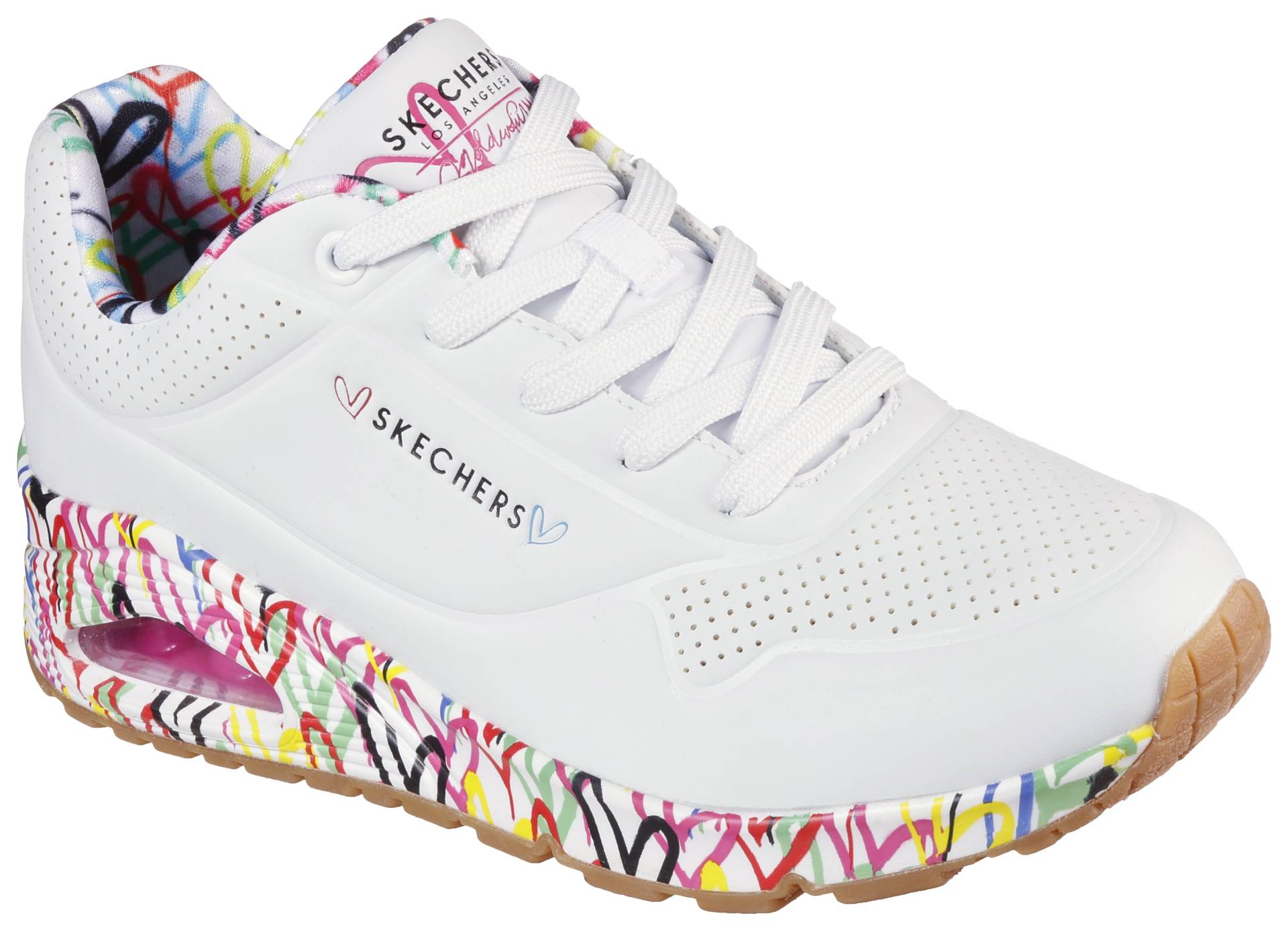 Skechers Wedgesneaker »UNO-LOVING LOVE«, Freizeitschuh, Halbschuh, Schnürschuh mit coolem Graffiti-Print von Skechers