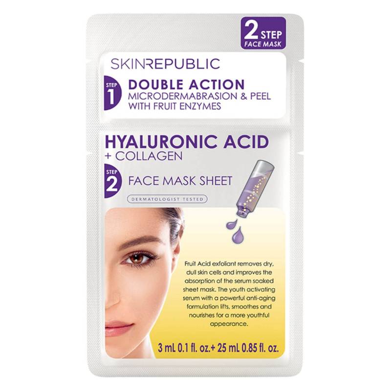 Skin Republic - 2 Step Hyaluronic Acid + Collagen Face Mask von Skin Republic