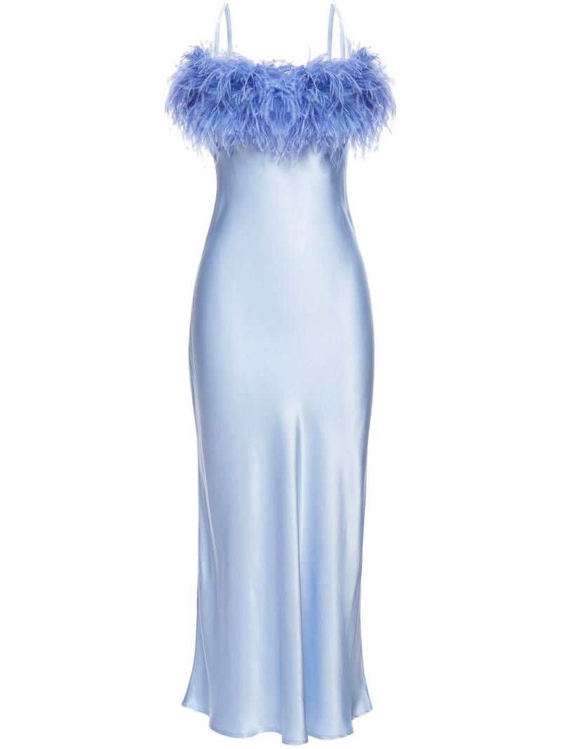 Sleeper Boheme Feather Trim Slip Dress - Blue von Sleeper