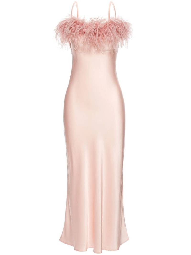 Sleeper Boheme Feather Trim Slip Dress - Pink von Sleeper