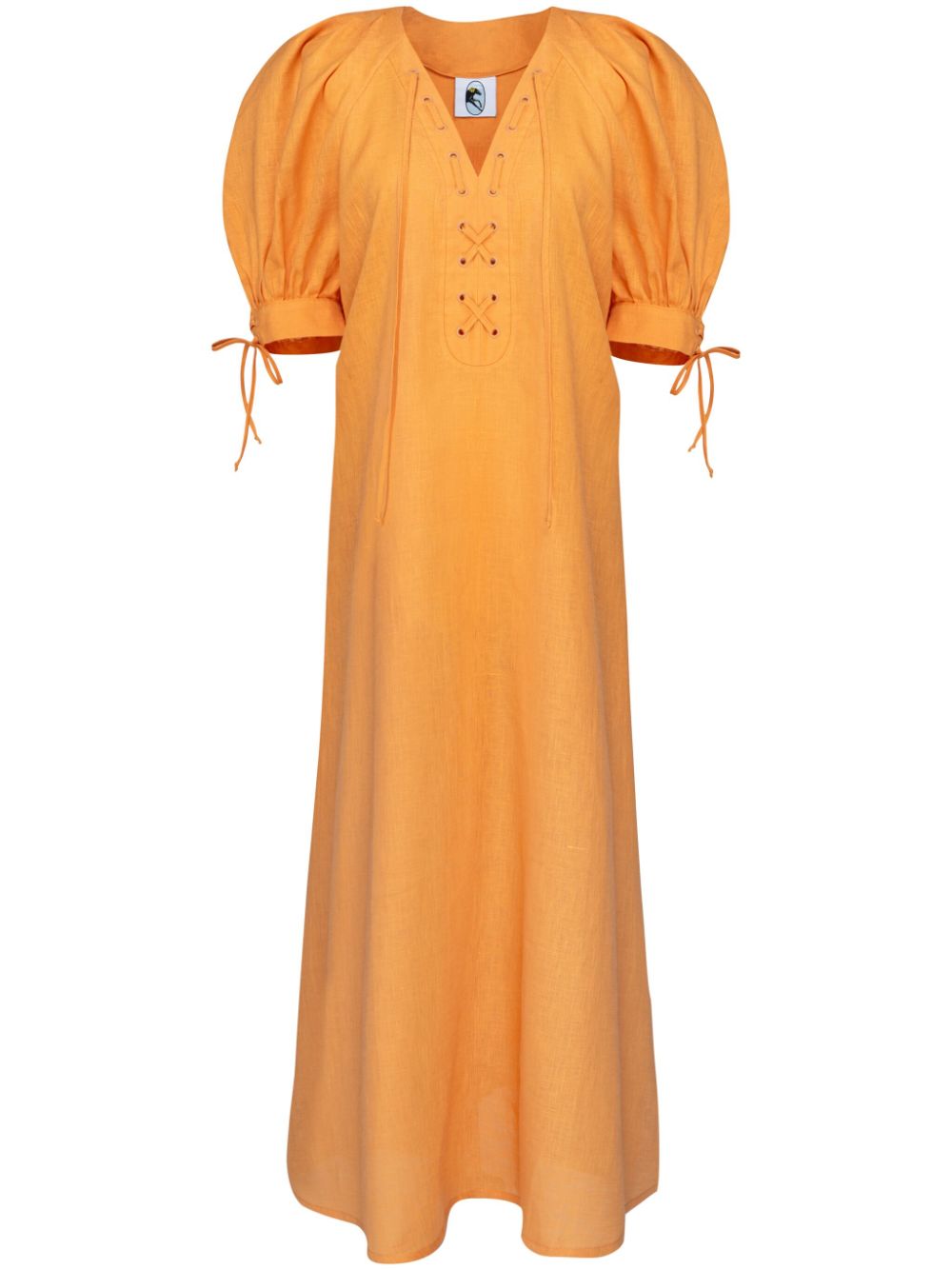 Sleeper Garden linen puff-sleeve dress - Orange von Sleeper