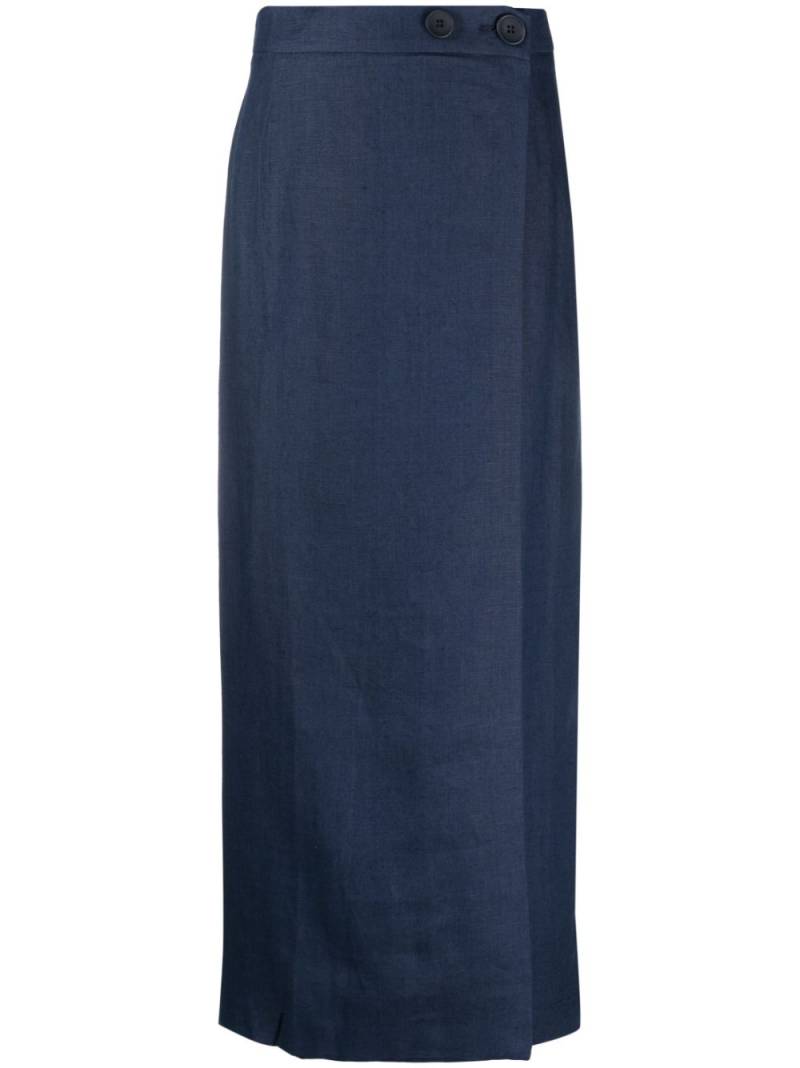 Sleeper Lili Woven linen midi skirt - Blue von Sleeper