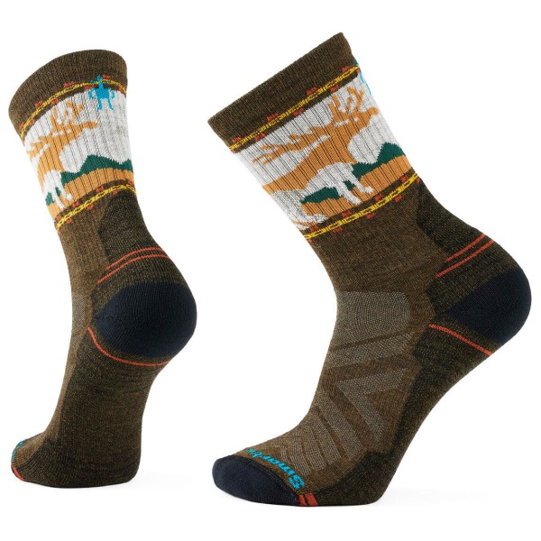 Smartwool - Hike Light Cushion Mountain Moose Crew Socks - Wandersocken Gr L braun von Smartwool