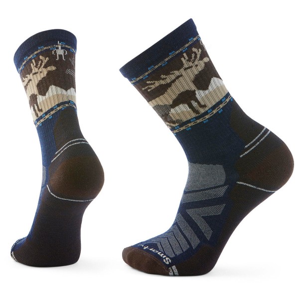 Smartwool - Hike Light Cushion Mountain Moose Crew Socks - Wandersocken Gr L schwarz von Smartwool