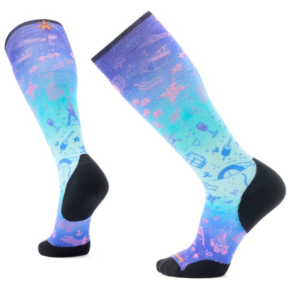 Smartwool - Ski Targeted Cush.Nature Doodles PRT OTC Socks - Skisocken Gr L;XL blau von Smartwool