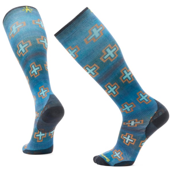 Smartwool - Ski Zero Cushion Paths Crossed Print OTC Socks - Skisocken Gr M blau von Smartwool