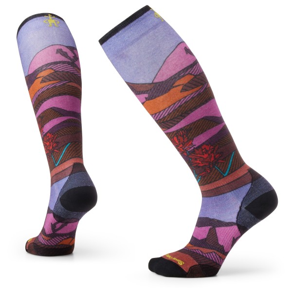 Smartwool - Women's Ski Zero Cushion Floral Field Print OTC - Skisocken Gr M lila von Smartwool