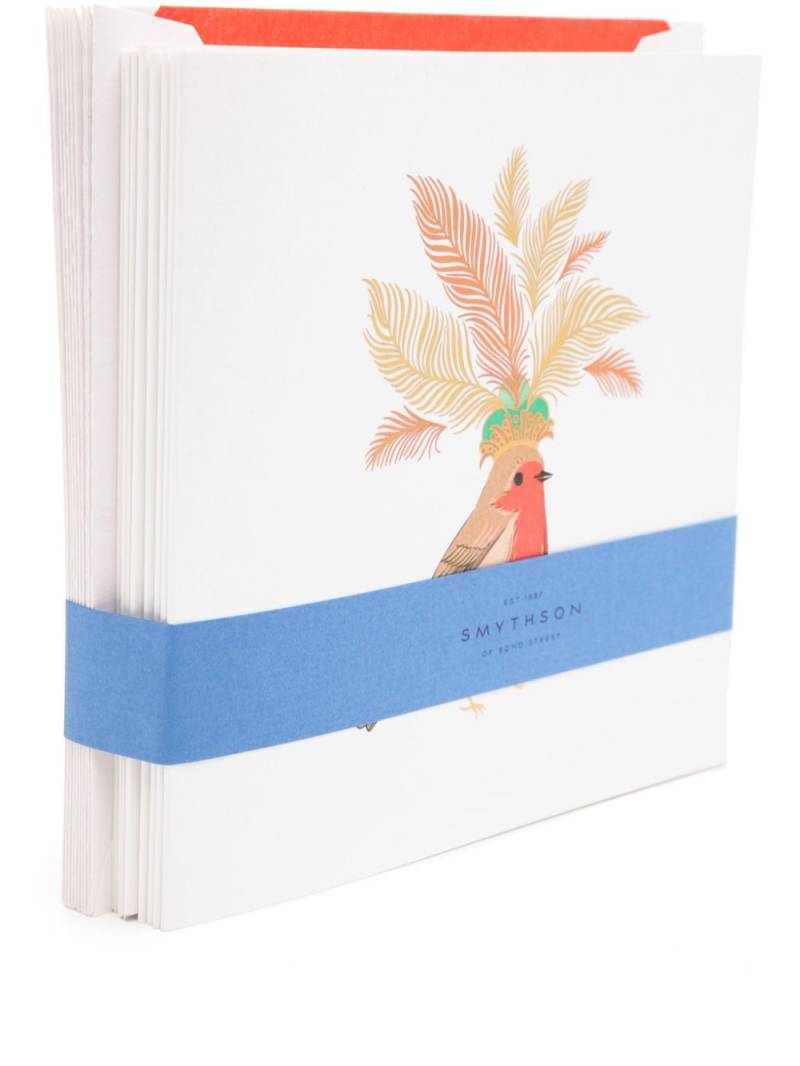 Smythson Christmas Robin card set - White von Smythson