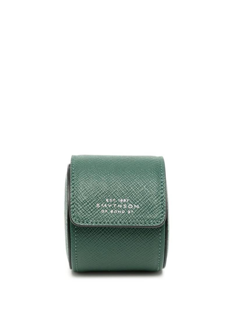 Smythson Panama leather single watch roll - Green von Smythson