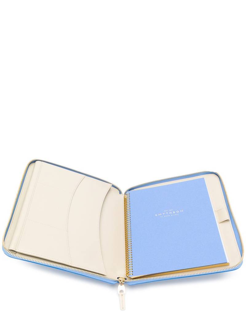 Smythson Panama zip-around writing folder - Blue von Smythson