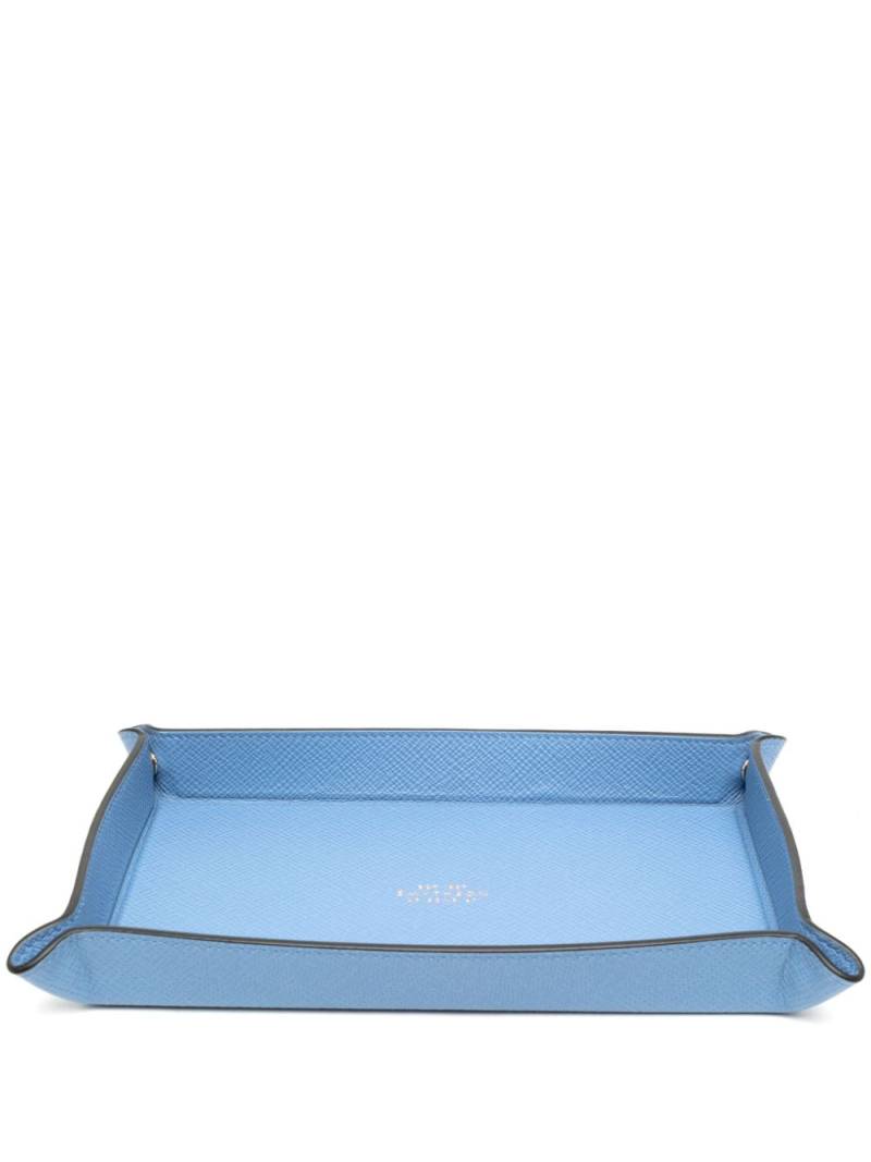 Smythson Rectangular leather trinket tray - Blue von Smythson