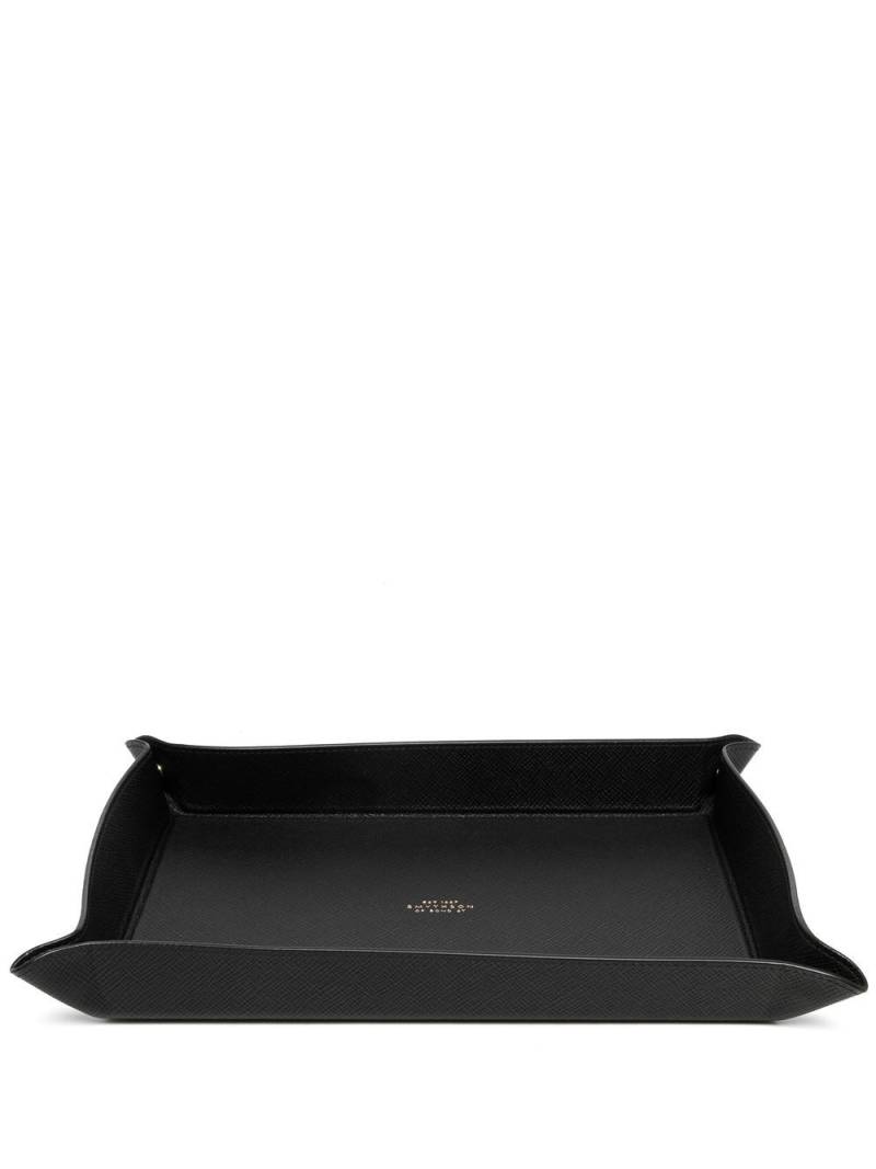 Smythson logo-stamp leather tray - Black von Smythson