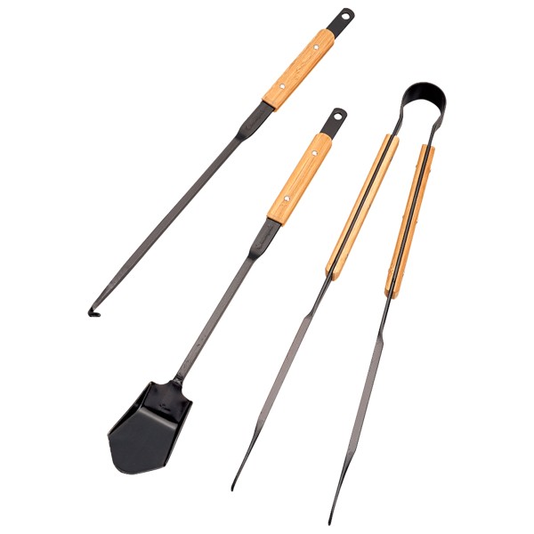 Snow Peak - Fire Tool Set Pro - Werkzeugset schwarz/ wood von Snow Peak