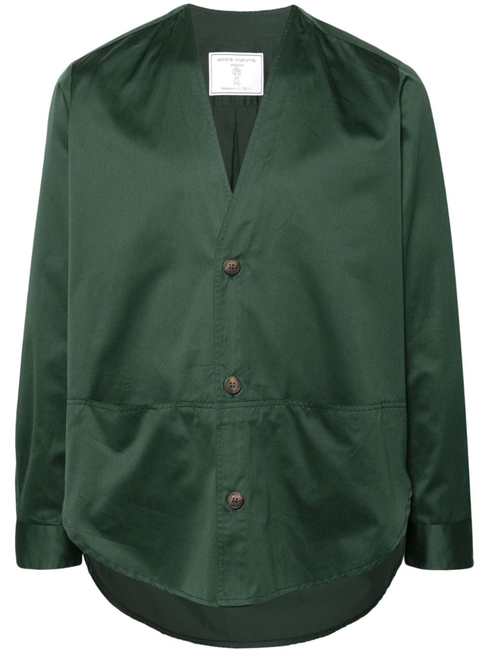 Société Anonyme V-neck cotton shirt - Green von Société Anonyme