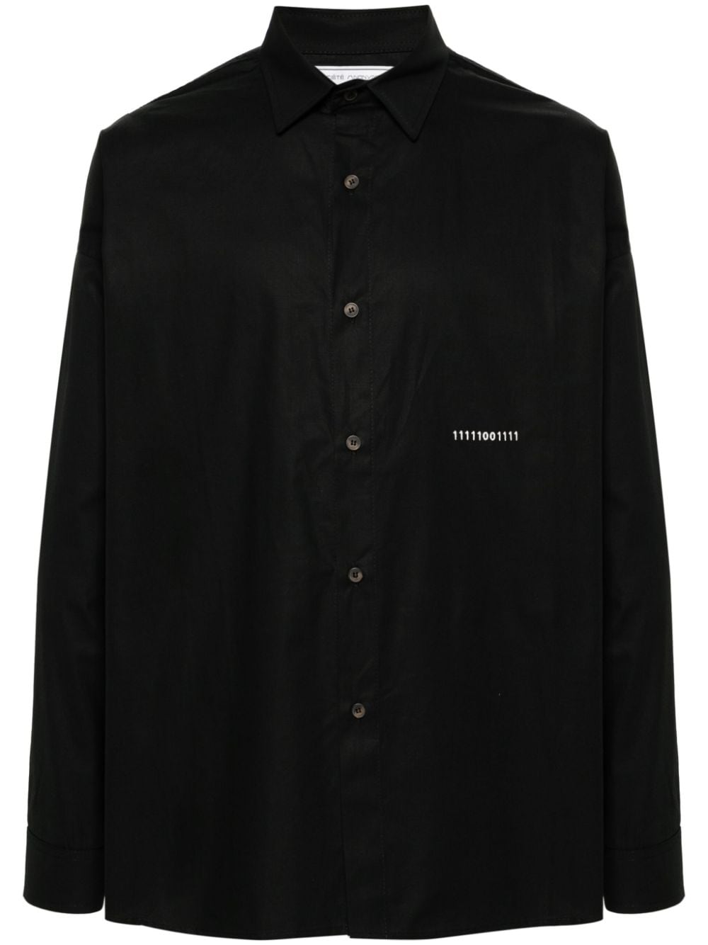 Société Anonyme numbers-embroidered cotton shirt - Black von Société Anonyme