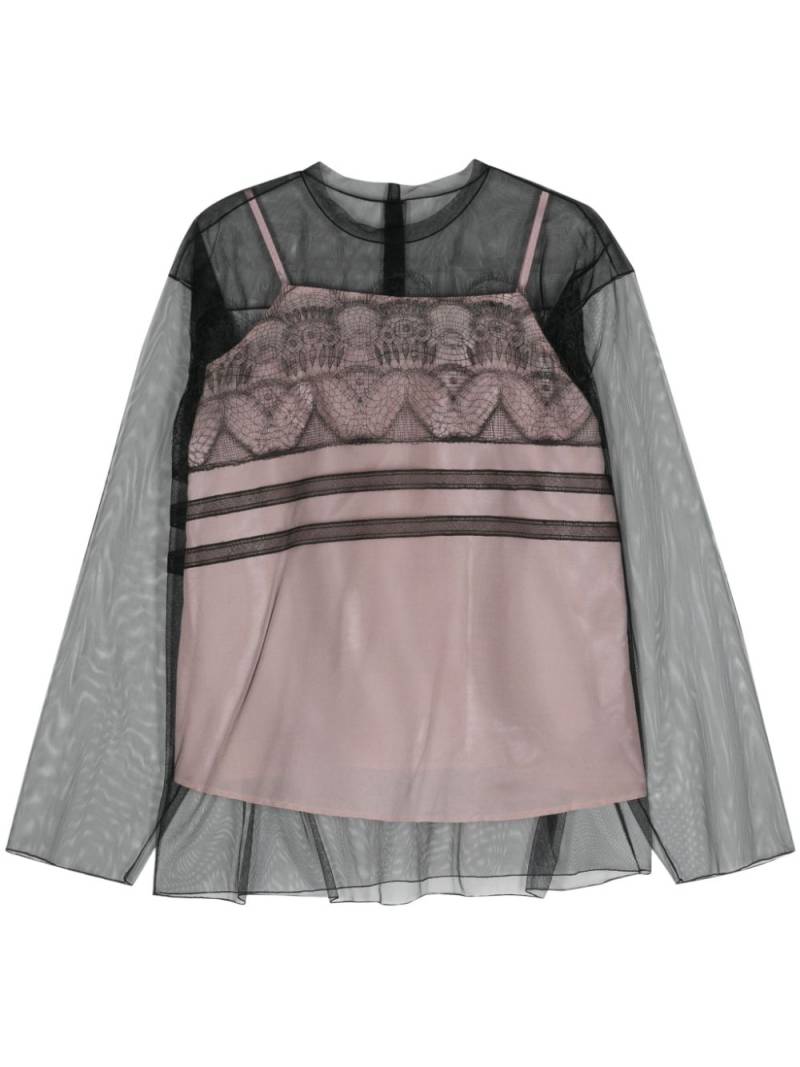 Sofie D'hoore Boise embroidered-motif tulle blouse - Black von Sofie D'hoore