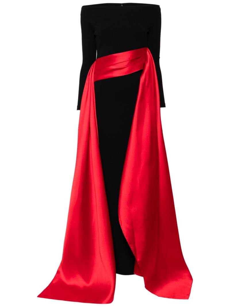 Solace London Irma off-shoulder layered gown - Black von Solace London