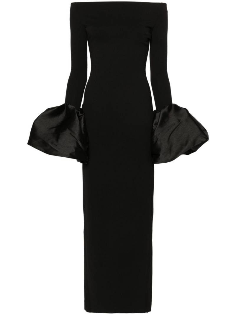 Solace London Talia oversized-cuffs gown - Black von Solace London