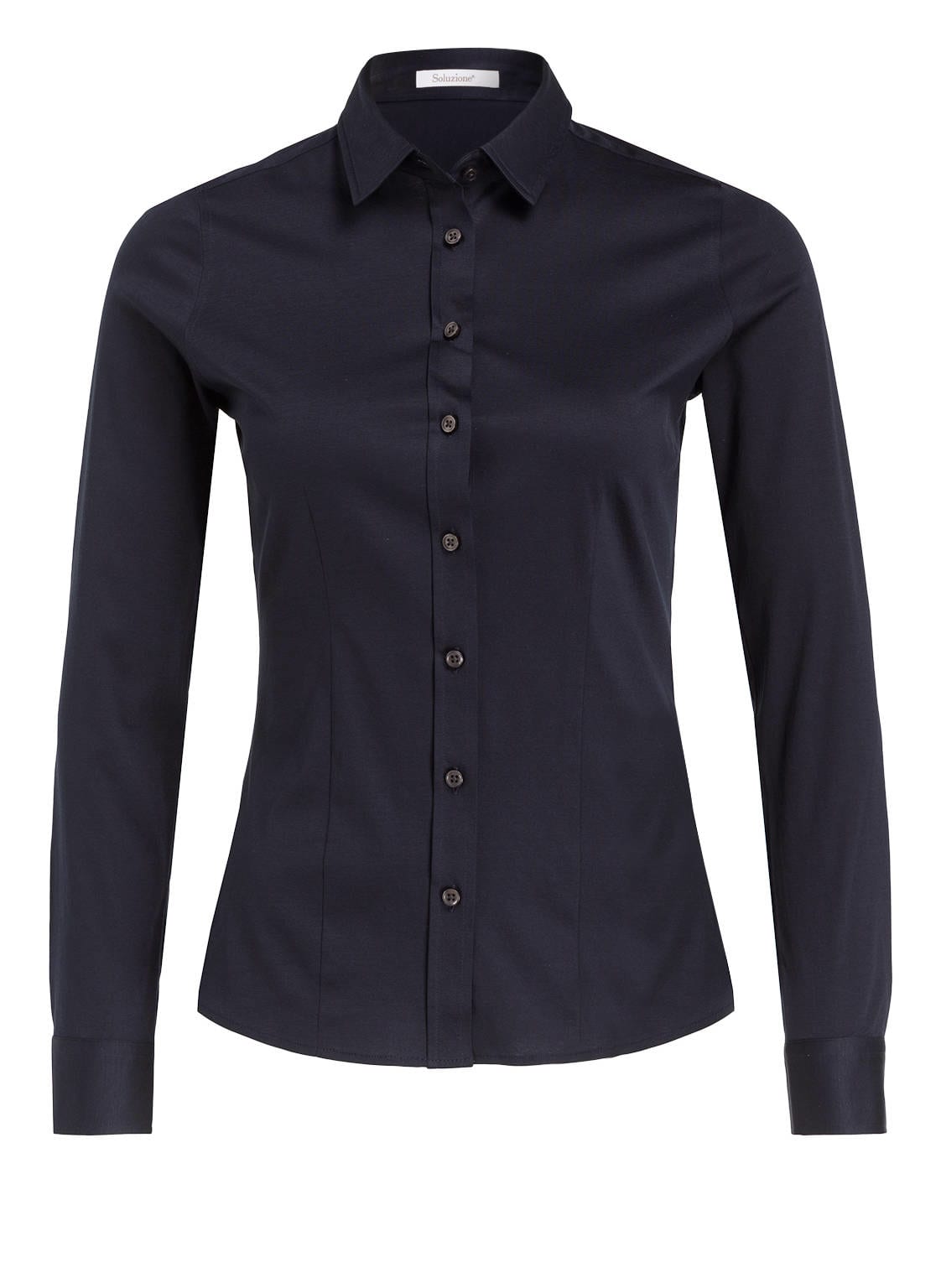 Soluzione Hemdbluse Aus Jersey blau Soluzione Hemdbluse Aus Jersey blau von Soluzione