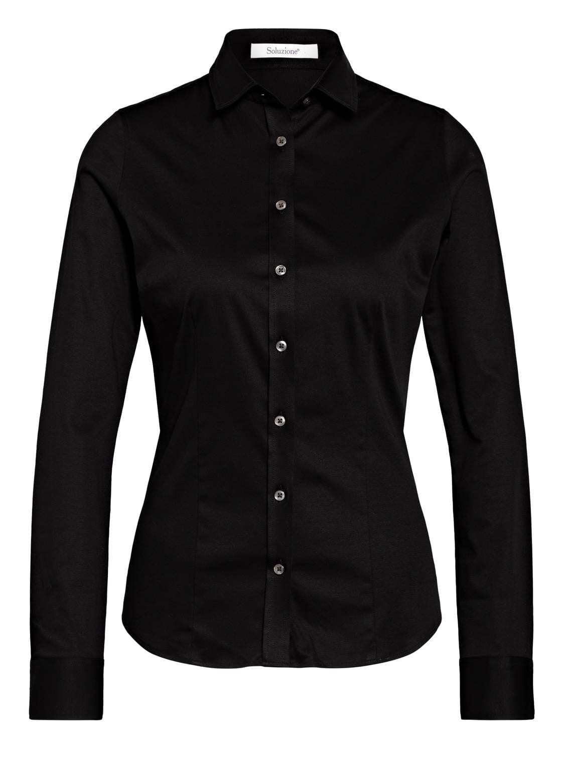 Soluzione Hemdbluse Aus Jersey schwarz Soluzione Hemdbluse Aus Jersey schwarz von Soluzione