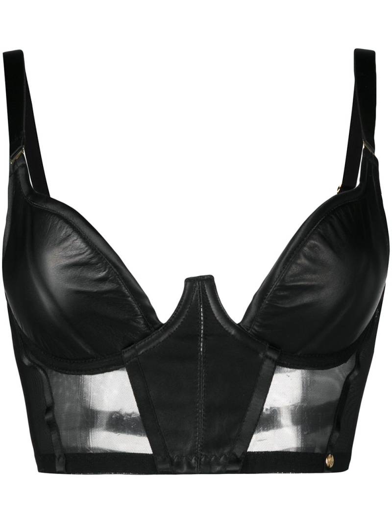 Something Wicked fitted leather bra - Black von Something Wicked