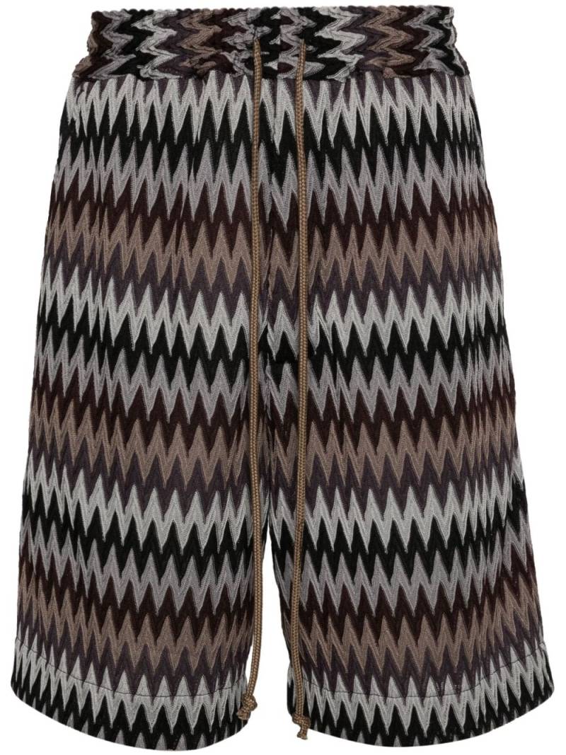 Song For The Mute chevron-knit elasticated-waist shorts - Brown von Song For The Mute