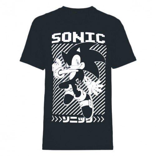 Japanisch Poster Tshirt Herren Schwarz 3XL von Sonic The Hedgehog