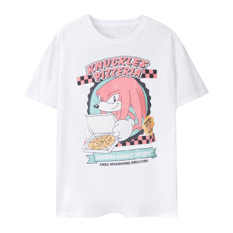 Sonic The Hedgehog - Knuckles Pizzeria TShirt kurzärmlig, für Herren, Weiss, Größe M von Sonic The Hedgehog