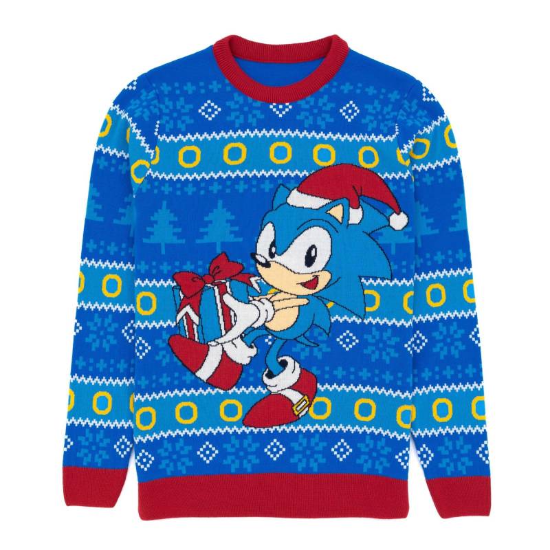 Pullover Weihnachtliches Design Herren Blau XXL von Sonic The Hedgehog