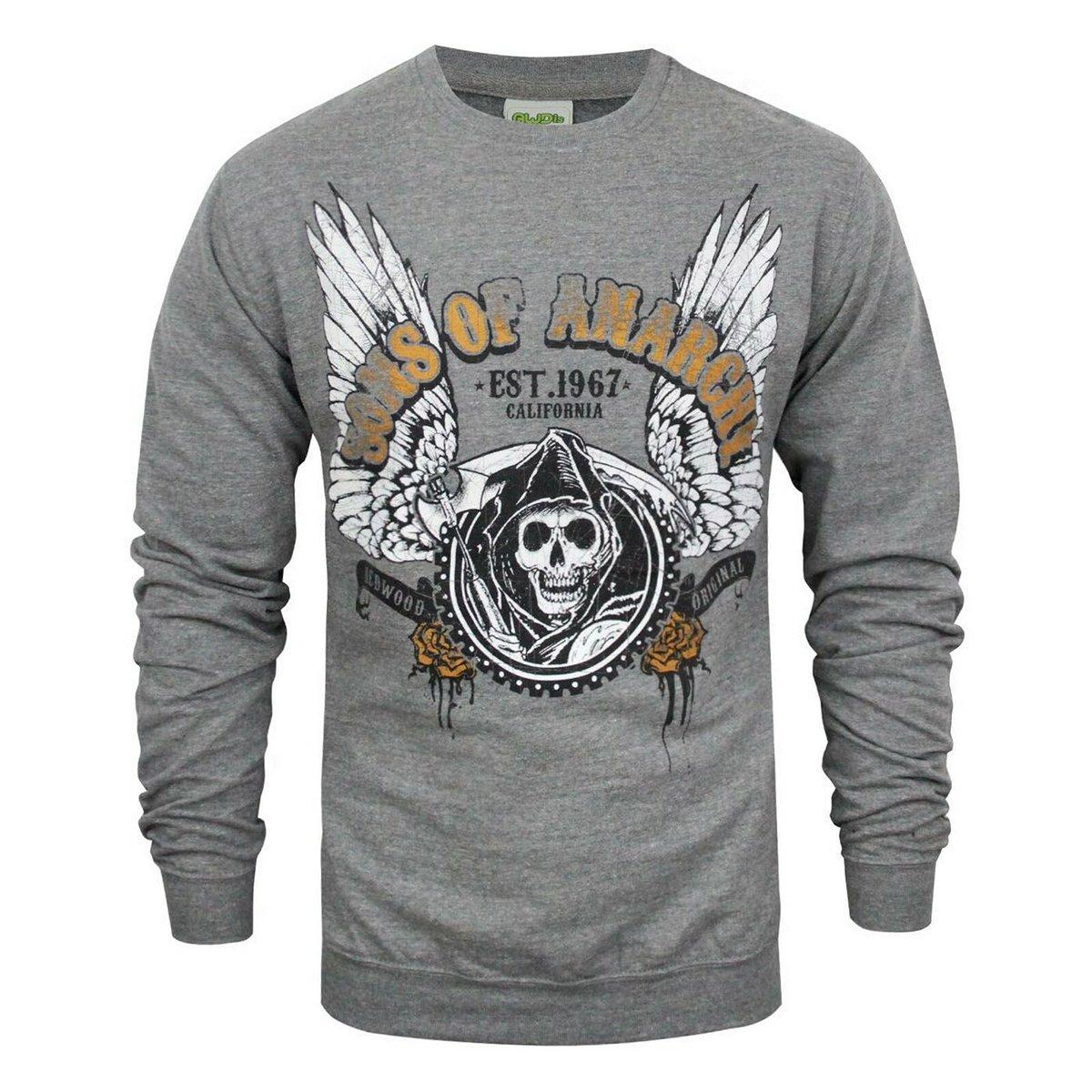 Pullover, Motiv Sensenmann Mit Flügeln Damen Grau M von Sons Of Anarchy