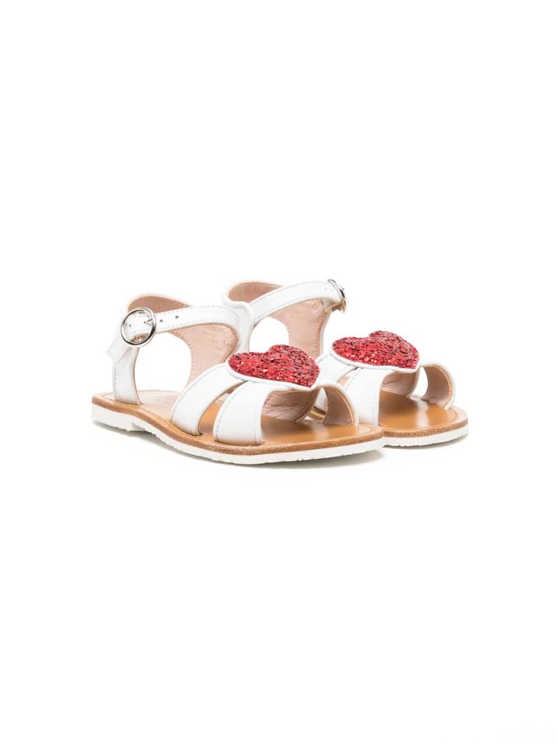 Sophia Webster Mini heart-patch cut-out leather sandals - White von Sophia Webster Mini