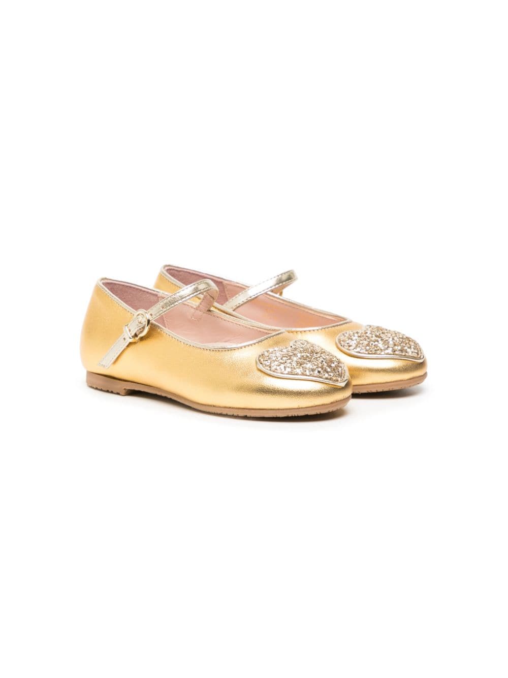 Sophia Webster Amora heart-patch ballerina shoes - Gold von Sophia Webster