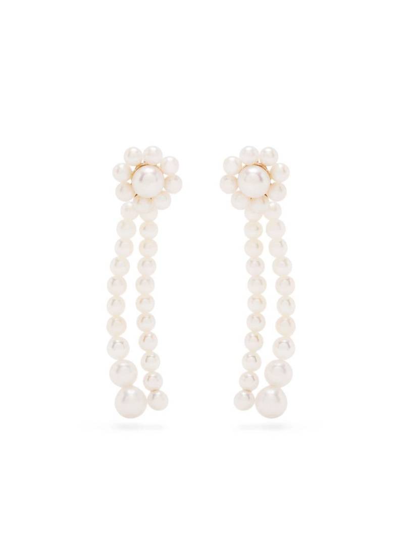 Sophie Bille Brahe 14kt yellow gold pearl Promenade de Fleur earrings - White von Sophie Bille Brahe