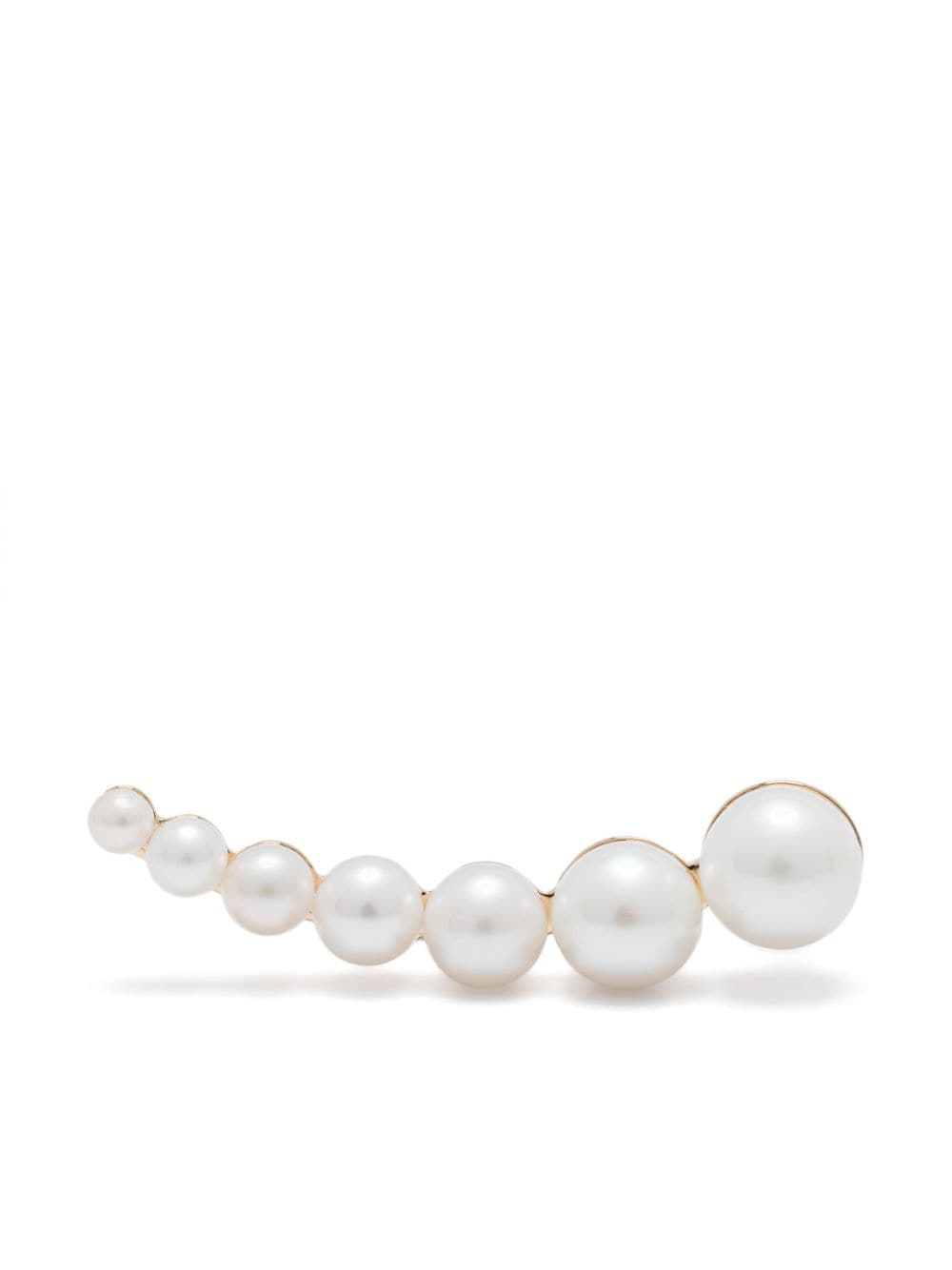 Sophie Bille Brahe 14kt recycled yellow gold Croissant Japonais pearl single earring - Grey von Sophie Bille Brahe