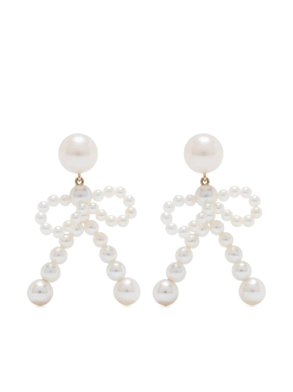 Sophie Bille Brahe 14kt yellow gold Bow freshwater pearl earrings - Neutrals von Sophie Bille Brahe