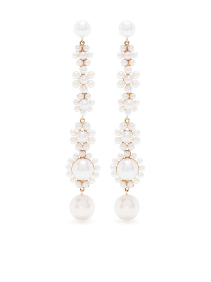 Sophie Bille Brahe 14kt yellow gold Grande Fleur Jeanne pearl drop earrings von Sophie Bille Brahe