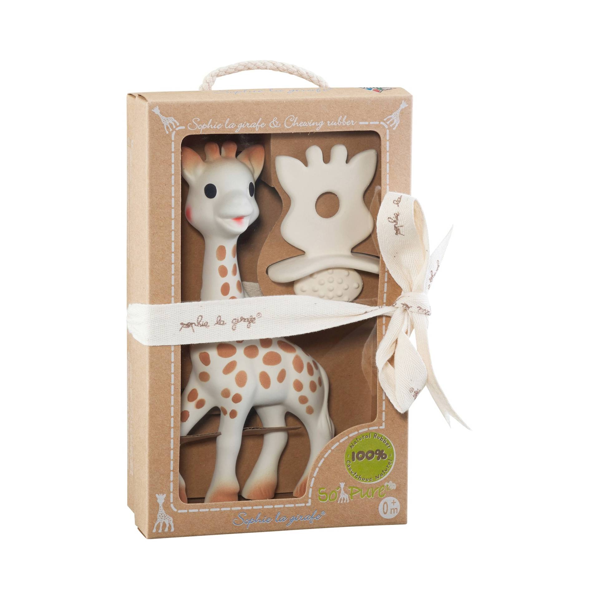 Geschenkset Sophie + Schnuller/Zahnungshilfe So'Pure aus Naturkautschuk von Sophie la Girafe