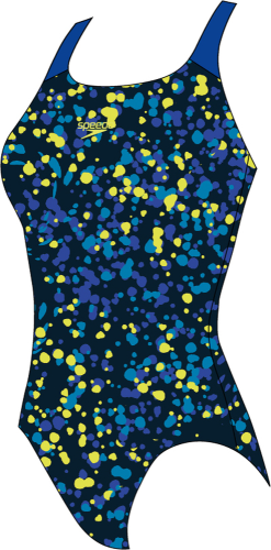 Speedo Badeanzug Allover Medalist Swimwear Female Junior/Kids - Black/Cobalt Pop/ (Grösse: 11-12J/D152) von Speedo