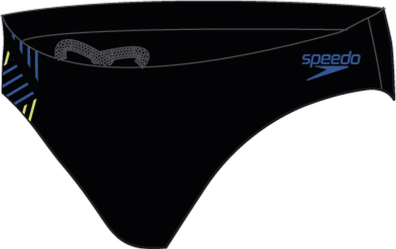 Speedo Badehose Tech Panel 7cm Brief Swimwear Male Adult - Black/Chroma Blue (Grösse: 30) von Speedo