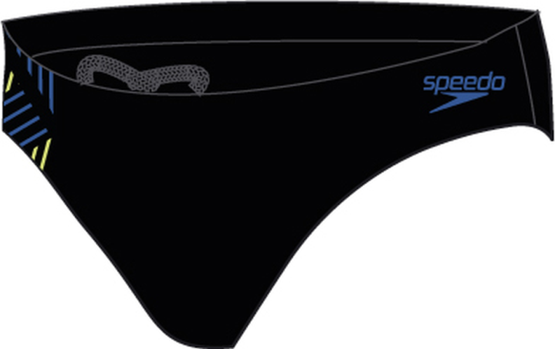 Speedo Badehose Tech Panel 7cm Brief Swimwear Male Adult - Black/Chroma Blue (Grösse: 34) von Speedo