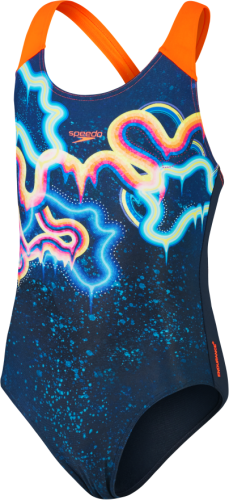 Speedo Digital Placement Splashback Swimwear Female Junior/Kids - True Navy/Volcani (Grösse: 9-10J/D140) von Speedo