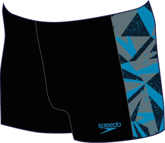 Speedo Hyper Boom Panel Aquashort Swimwear Male Junior/Kids (6-16) - Black/Bolt/Dove G (Grösse: 13-14J/D164) von Speedo