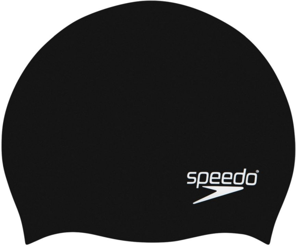 Speedo Plain Moulded Silicone Junior Swim Caps - Black von Speedo